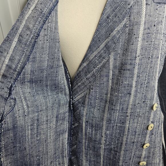Vintage All That Jazz Women's Blue Pinstriped Crossover Blazer Size Medium y2k - Picture 6 of 10